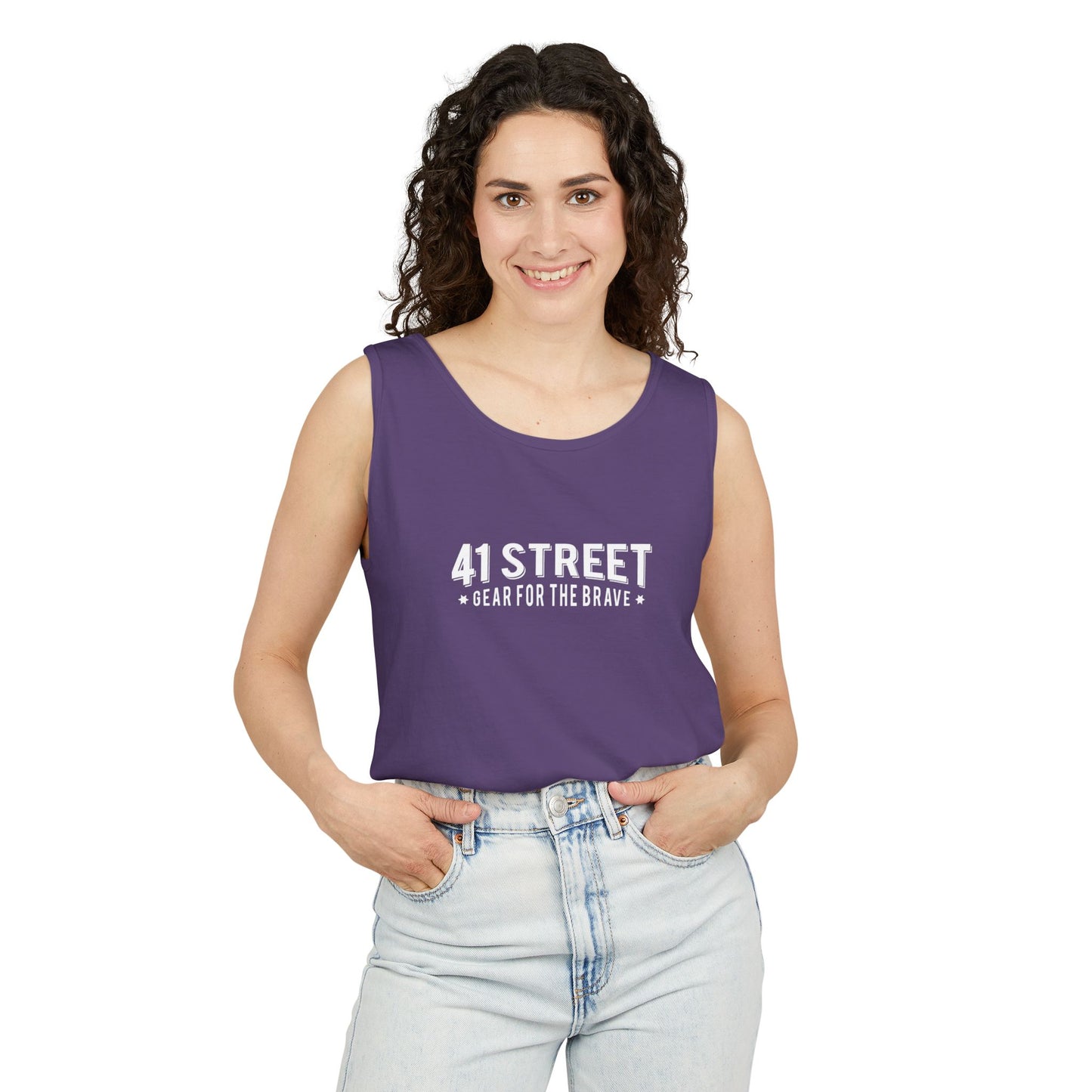 41 Street Black Tank Top | Unisex Athletic Wear | Fitted Summer Basic Slim Cute Tops