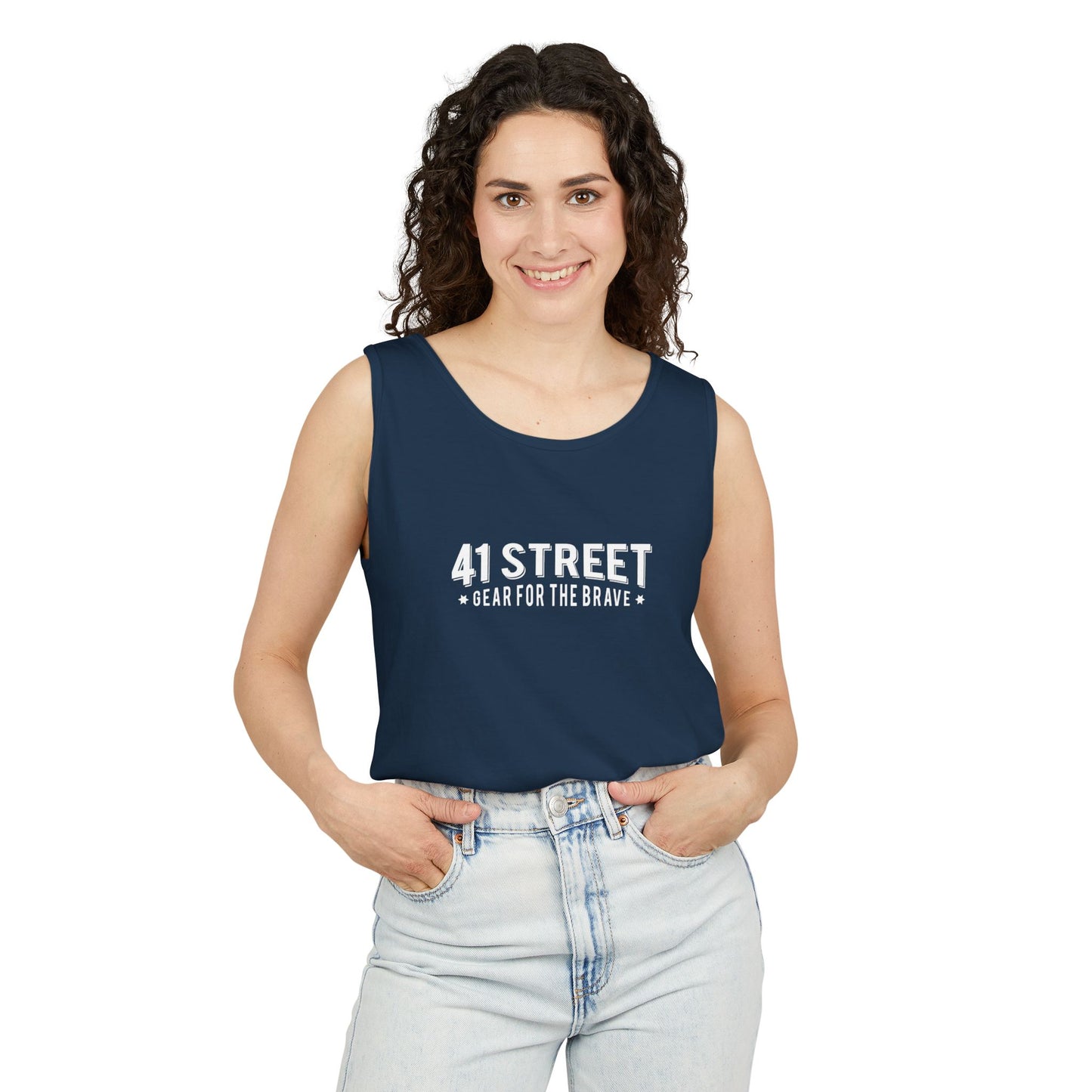 41 Street Black Tank Top | Unisex Athletic Wear | Fitted Summer Basic Slim Cute Tops